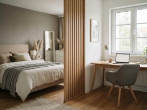 Schlafzimmer mit Homeoffice
