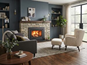 Wohnzimmer mit Kamin