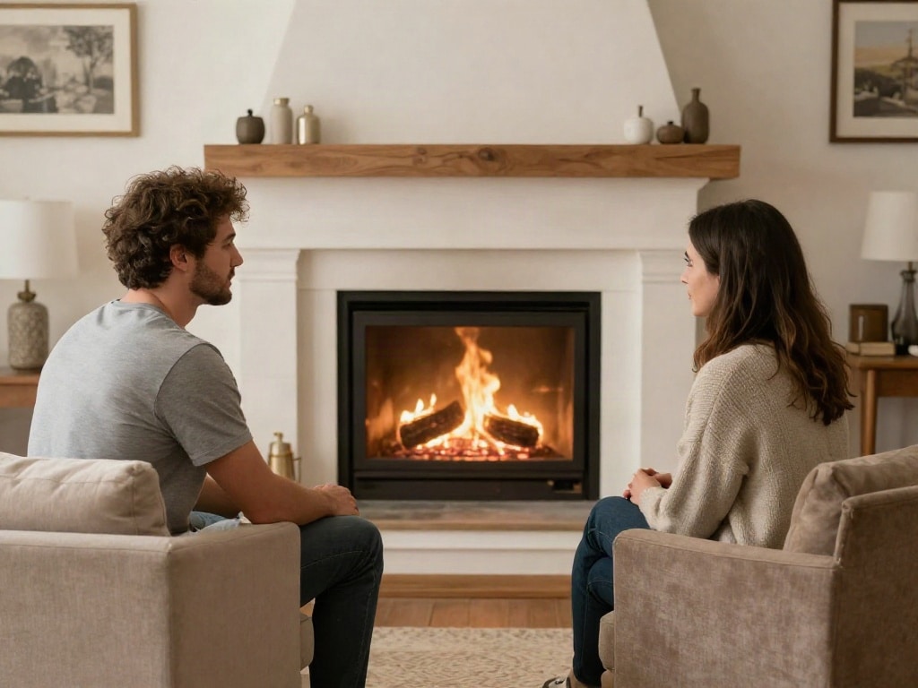 Wohnzimmer mit Kamin