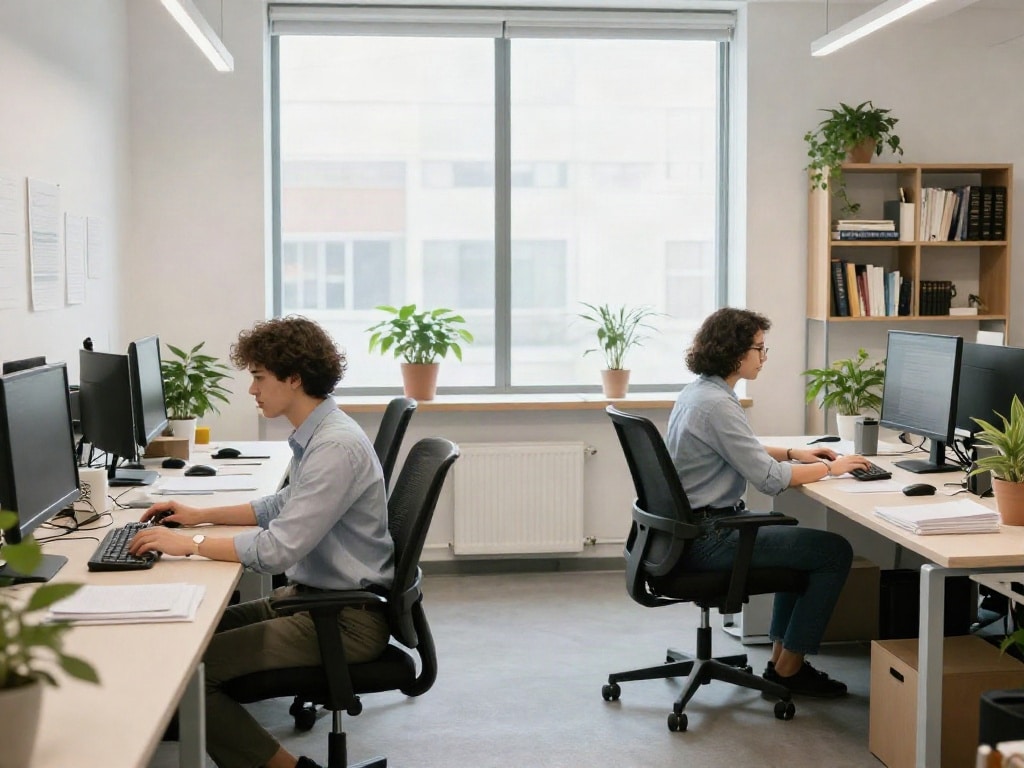Zwei Arbeitsplätze in einem Raum